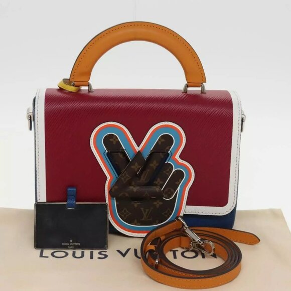 LOUIS VUITTON Epi Peace Love Twist MM Hand Bag Red Blue - Picture 1 of 16